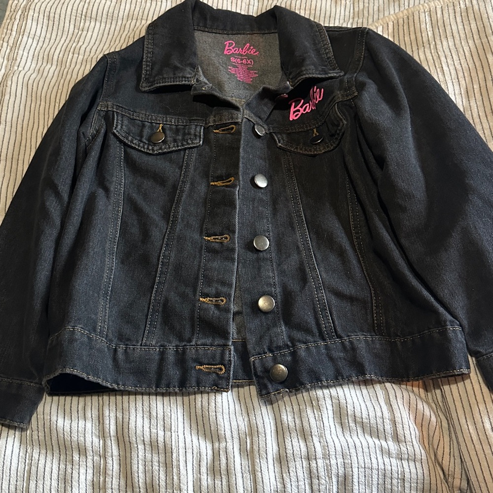 BARBIE Black Jean Denim Jacket STRONG GIRLS MAKE WAVES